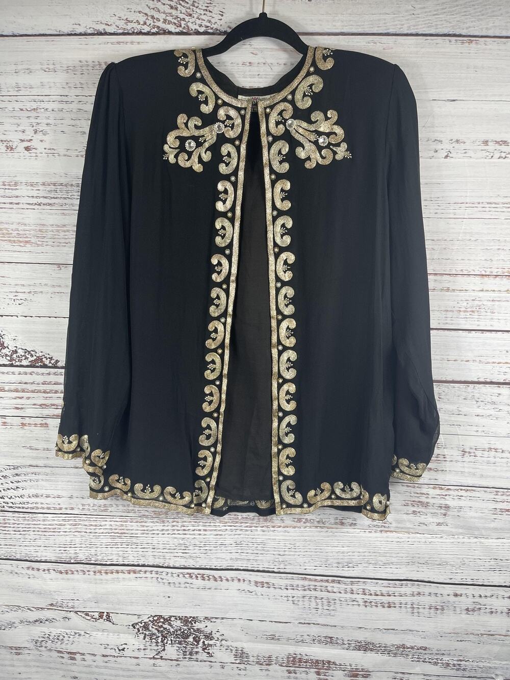 Royal Silk Jacket Women's Large Embroidered Beaded Evening Formal India Silk